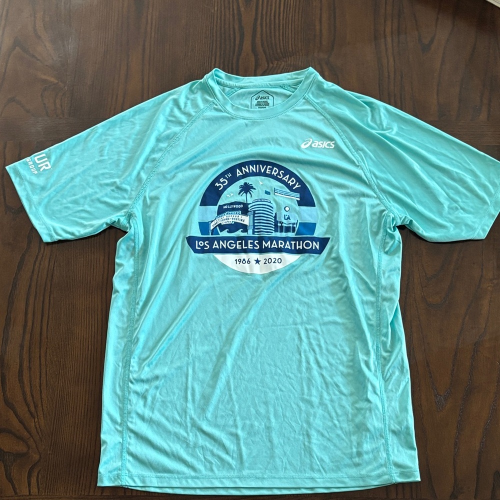 Asics Teal 2020 Los Angeles Marathon Shirt Large